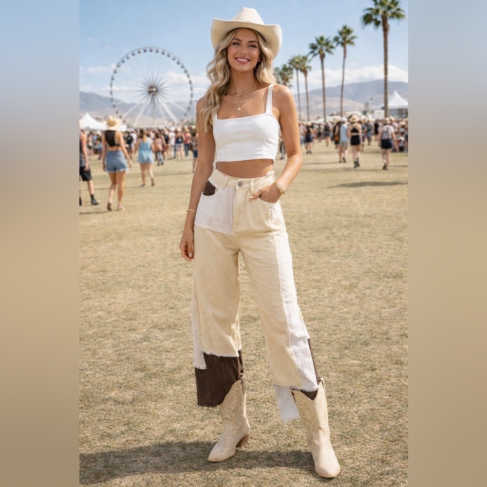 SHEIN Corduroy Pants in Cream and White